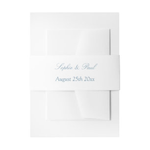 White Dusty Blue Wedding Invitation Belly Band