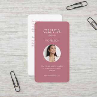 White / Dusty Pink Photo Social QR Code Business Card