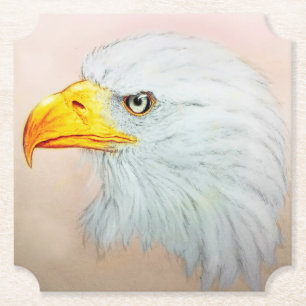 White Eagle Shaped Coaster, Realistic Bird Sketch Paper Coaster
