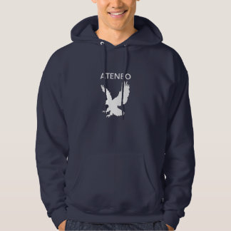 White eagle with white ATENEO on navy blue hoodie