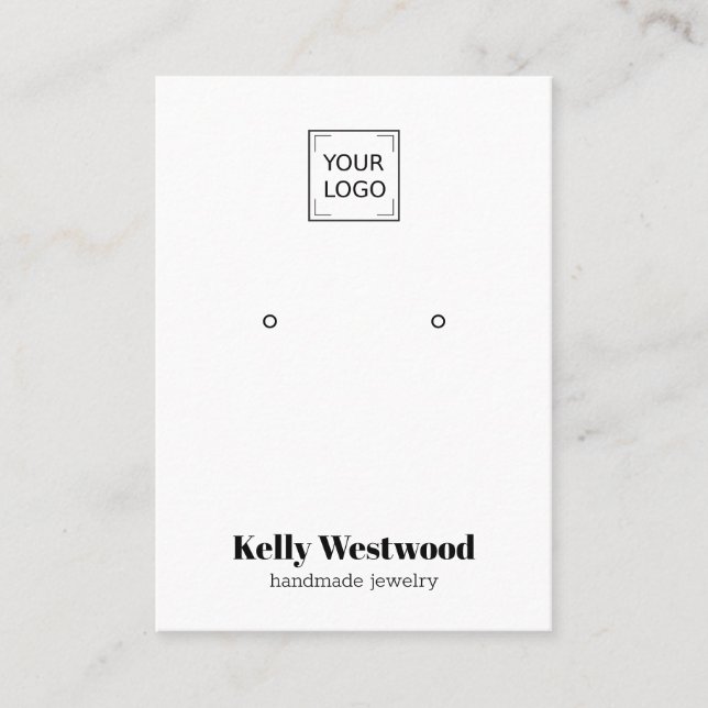  WHITE EARRING DISPLAY LOGO SOCIAL ICONS QR CODE BUSINESS CARD (Front)