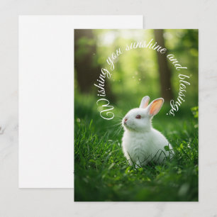 White Easter Bunny Holiday Card