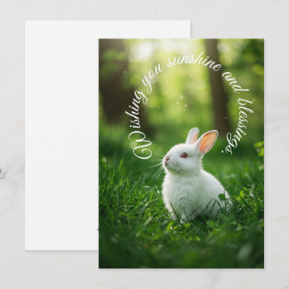 White Easter Bunny Holiday Card