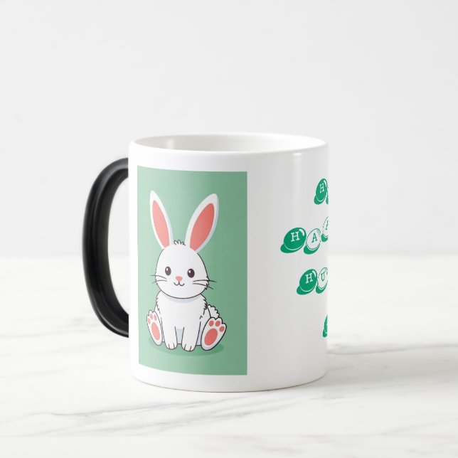  White Easter Bunny Image Magic Mug (Front Left)
