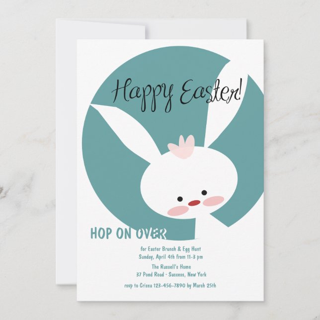 White Easter Bunny Invitation (Front)