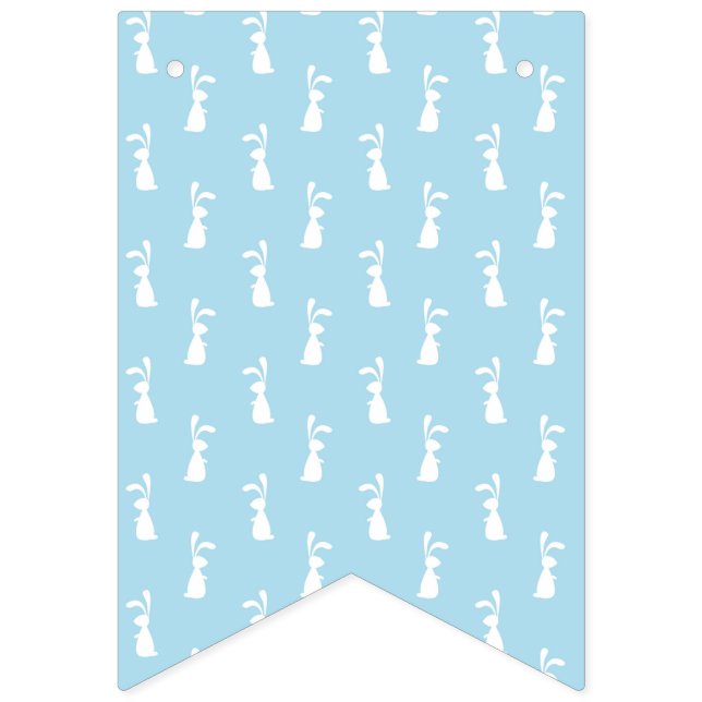 White Easter Bunny Rabbit Ears Pastel Blue Spring Bunting Flags (First Flag)