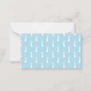 White Easter Bunny Rabbit Ears Pastel Blue Spring Card