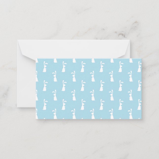 White Easter Bunny Rabbit Ears Pastel Blue Spring Card (Front)