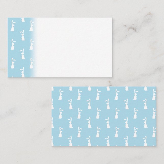 White Easter Bunny Rabbit Ears Pastel Blue Spring Place Card (Front/Back)