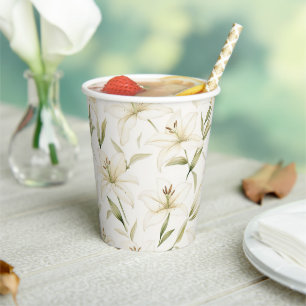White Easter Lilies Paper Cups