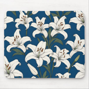 White easter lilies pattern mouse pad