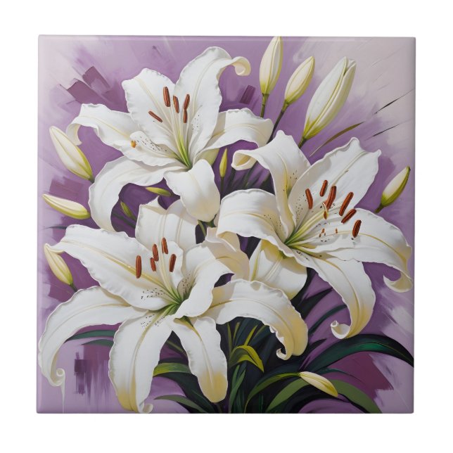 White easter lilies tile (Front)