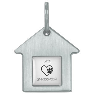 White Eat Play Love Custom Dog Name ID Tag