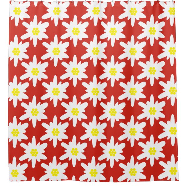 White Edelweiss Flowers Pattern in Red (Front)
