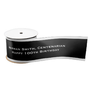 White Edge - Your Text Repeated - White/Black Satin Ribbon