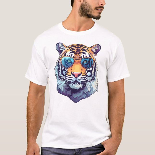 White Editable Man T-Shirt With TIGER 🐯 (Front)