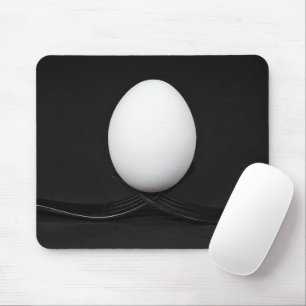 White Egg On Black Forks Mouse Pad
