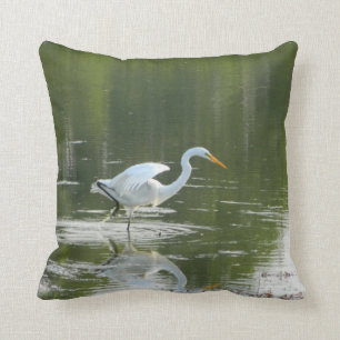 White Egret Pillow