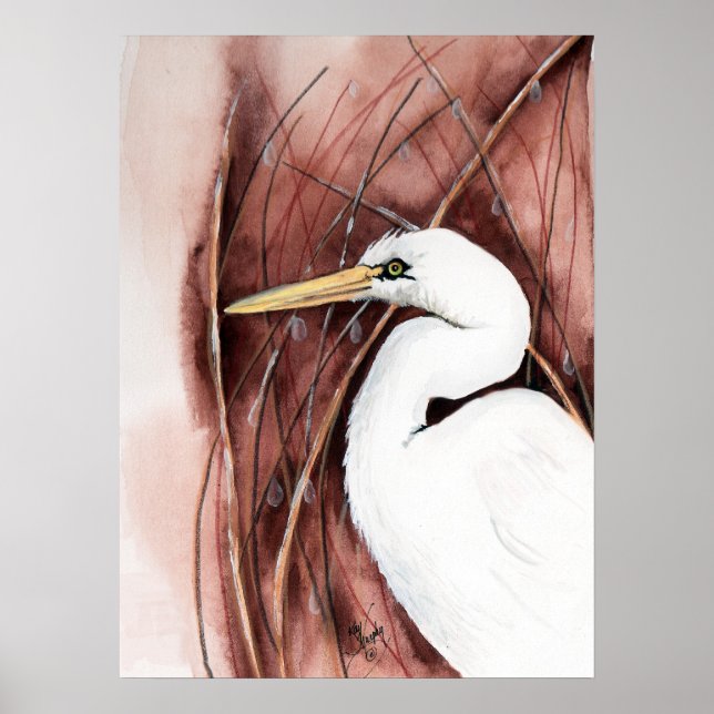 White Egret Poster (Front)