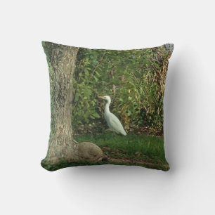 White Egret Throw Pillow