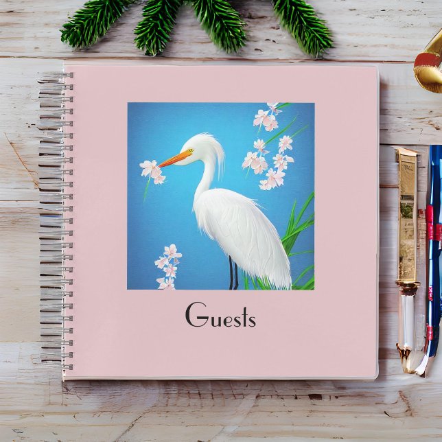 White Egret with Sakura Cherry Trees Guests Notebook (Creator Uploaded)