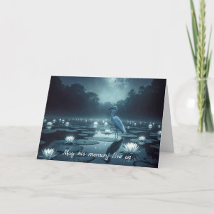 White Egret With Water Lilies Sympathy Card