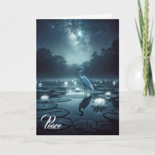 White Egret With Water Lilies Sympathy Card