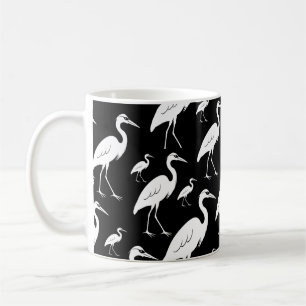 White egrets pattern coffee mug