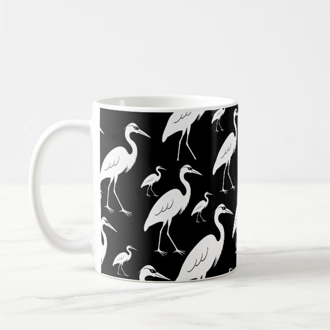 White egrets pattern  coffee mug (Left)