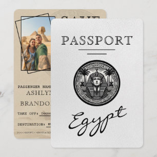 White Egypt Passport Wedding Save the Date