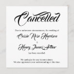 White Elaborate Cancelled Wedding Announcement<br><div class="desc">Here's a simple card to notify your guests if it's become necessary to let you know your event is not going to happen. Use the template fields to add your personal details and make this elegant but simple design your own. All fonts and colours are editable. Please reach out with...</div>