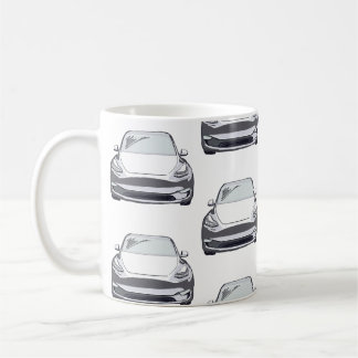 White Electric Vehicle SUV Car Coffee Mug
