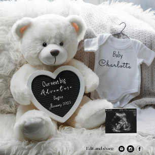 white elegant bear plushie pregnancy announcement 