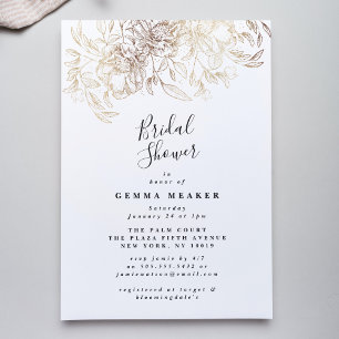 White Elegant Botanical Bridal Shower Invitation