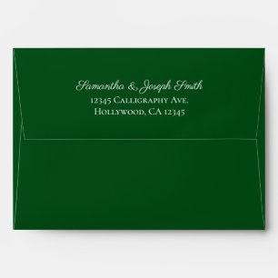 White Elegant Calligraphy Emerald Green Envelope