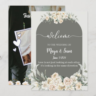White elegant classic photo wedding invitation
