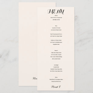 White Elegant Classic Wedding Menu