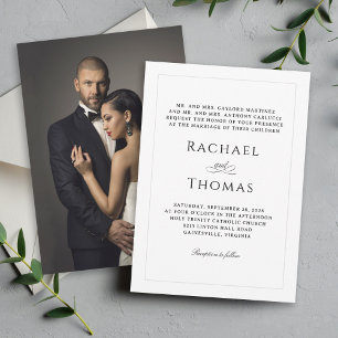 White Elegant Classic Wedding with Photo Invitation