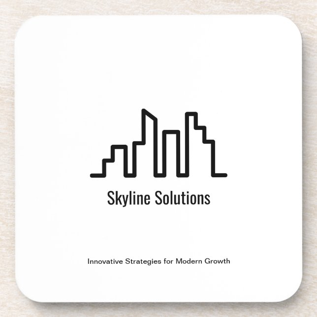 White Elegant Cork Back Branded Coasters Set of 6 (Front)