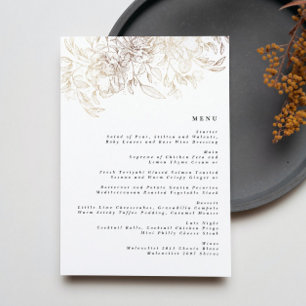White Elegant Drawn Botanical Wedding Reception Menu