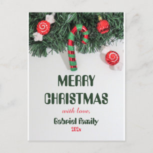 white elegant family christmast customize holiday postcard