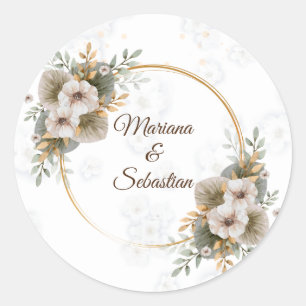 White Elegant Floral Rustic Stickers & Labels