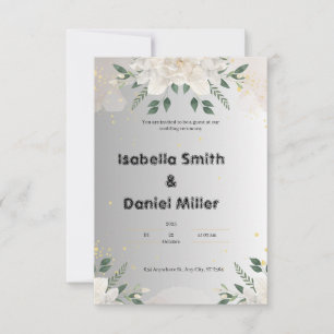 White Elegant Floral Wedding Invitation