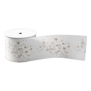 White Elegant Gold Star Holiday New year Gifts  Grosgrain Ribbon