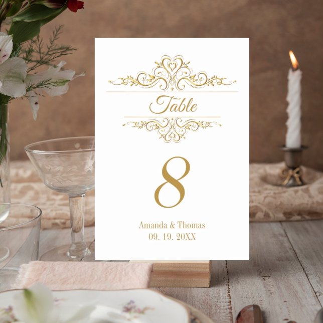White elegant golden frame wedding table  table number (Creator Uploaded)