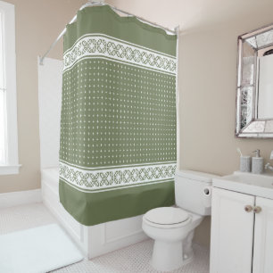 White Elegant Luxury Geometric Pattern Sage Green