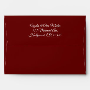 White Elegant Modern Calligraphy Burgundy Envelope