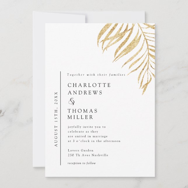 White Elegant Plant Trending Wedding  Einladung Invitation (Front)