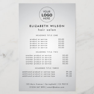 White Elegant   Simple Salon Service Menu Flyer