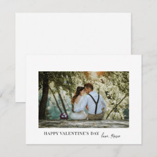 White Elegant Simple Valentine's Day Photo Holiday Card